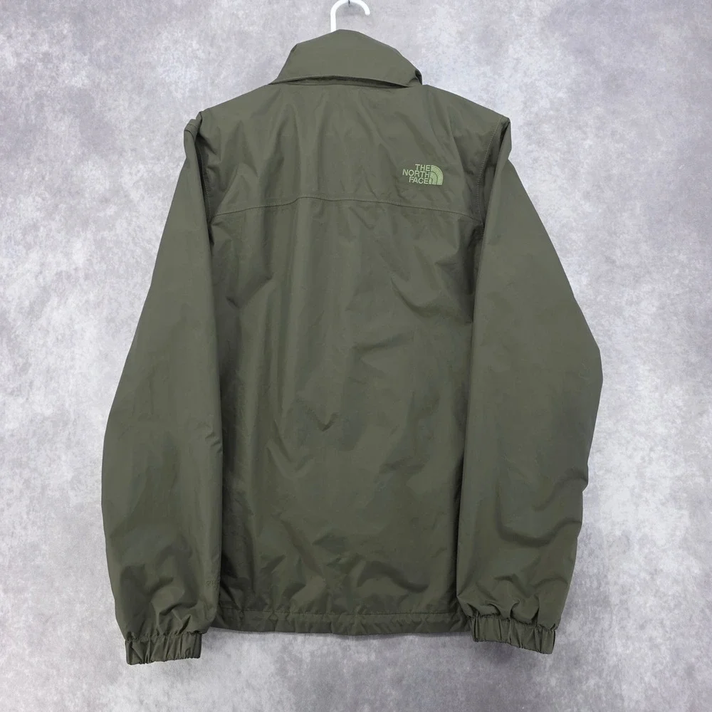The North Face Mens Small DryVent Rain Jacket Olive Green Ripstop Shell Outdoor